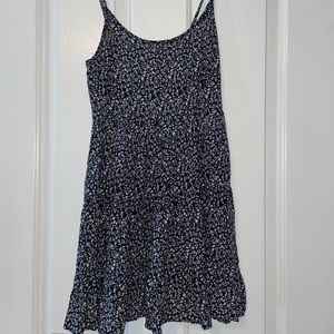 H&M Navy Floral Printed Sun Dress